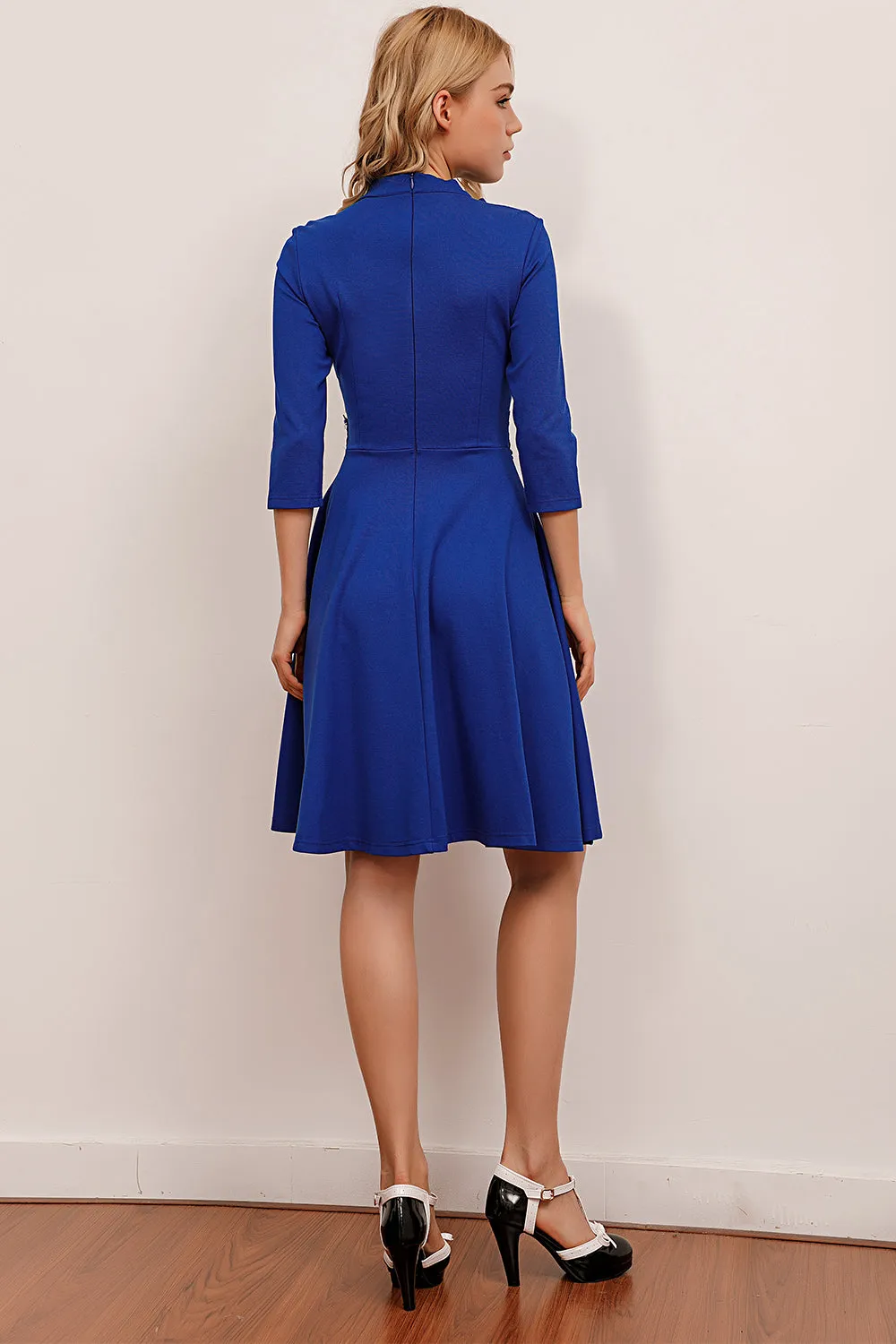Royal Blue Vintage Dress With Sleeves sold by Zapaka product image thumbnail 2