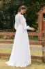 Ivory Bateau Chiffon Long Boho Wedding Dress with Lace sold by Zapaka