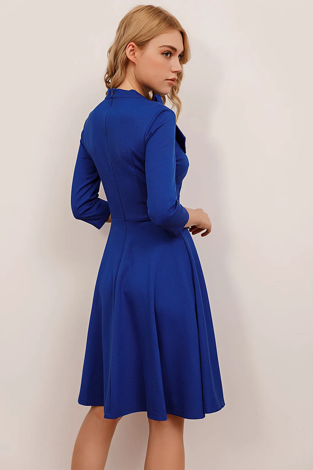 Royal Blue Vintage Dress With Sleeves sold by Zapaka product image thumbnail 5