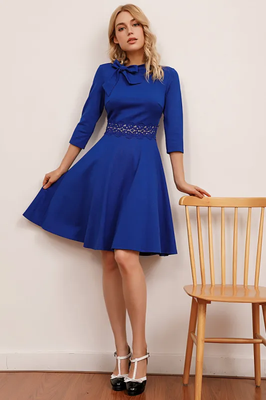 Royal Blue Vintage Dress With Sleeves sold by Zapaka