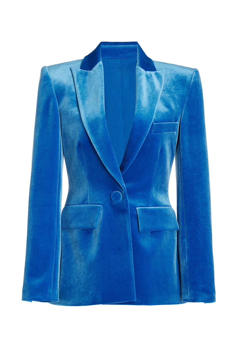 Blue Peak Lapel Velvet Party Women Blazer sold by Zapaka