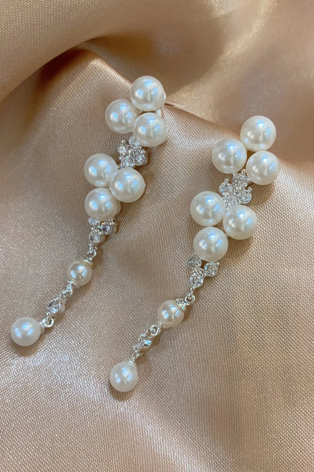 White Pearl Beading Earrings sold by Zapaka