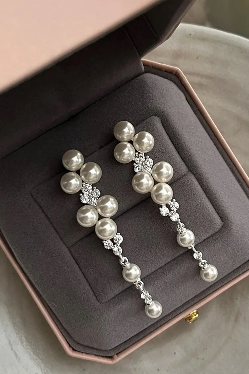 White Pearl Beading Earrings sold by Zapaka product image thumbnail 3