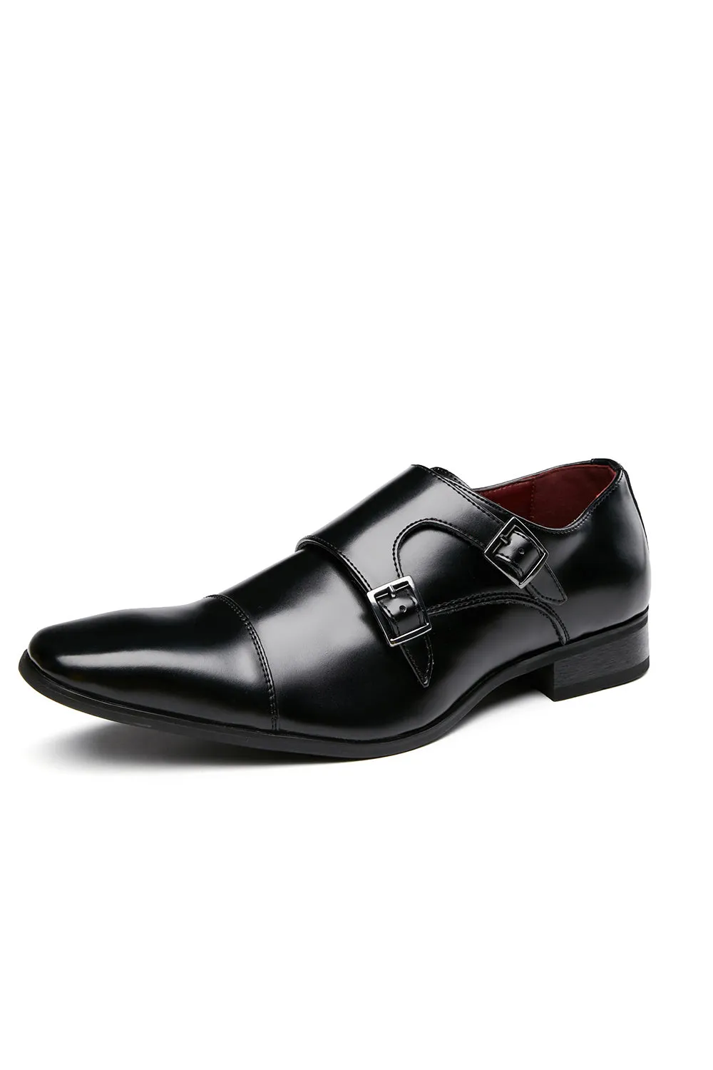 Black Monk Strap Men's Leather Slip-On Dress Shoes sold by Zapaka product image thumbnail 3
