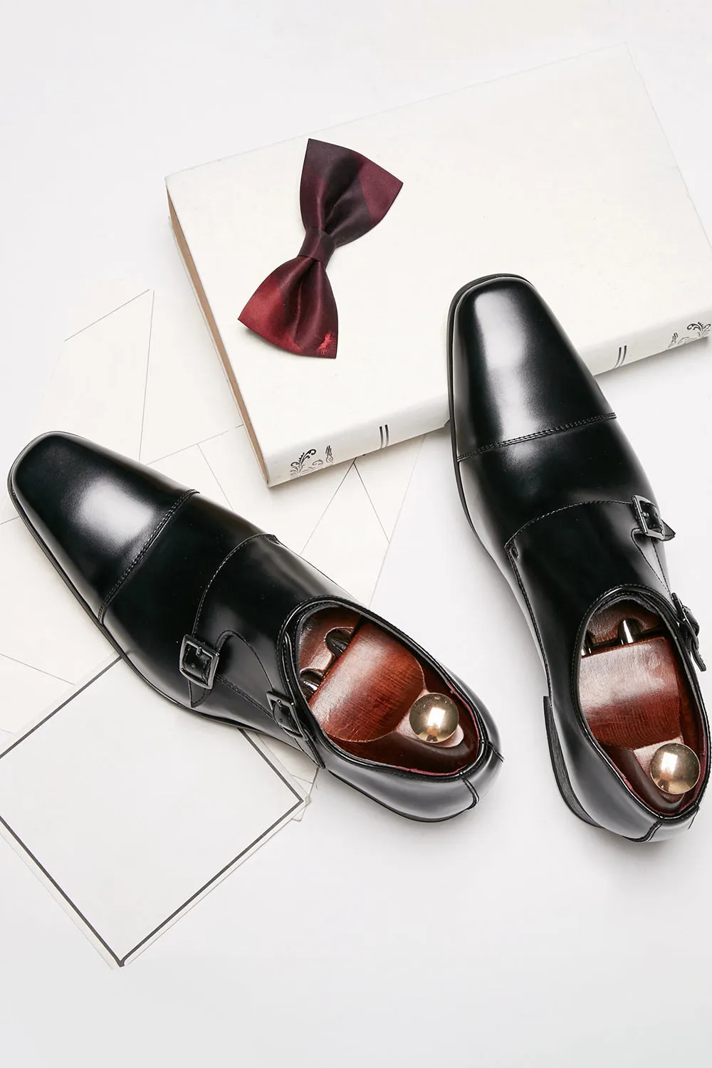 Black Monk Strap Men's Leather Slip-On Dress Shoes sold by Zapaka