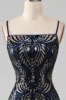 Sparkly Navy Spaghetti Straps Mermaid Prom Dress sold by Zapaka
