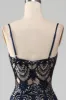 Sparkly Navy Spaghetti Straps Mermaid Prom Dress sold by Zapaka