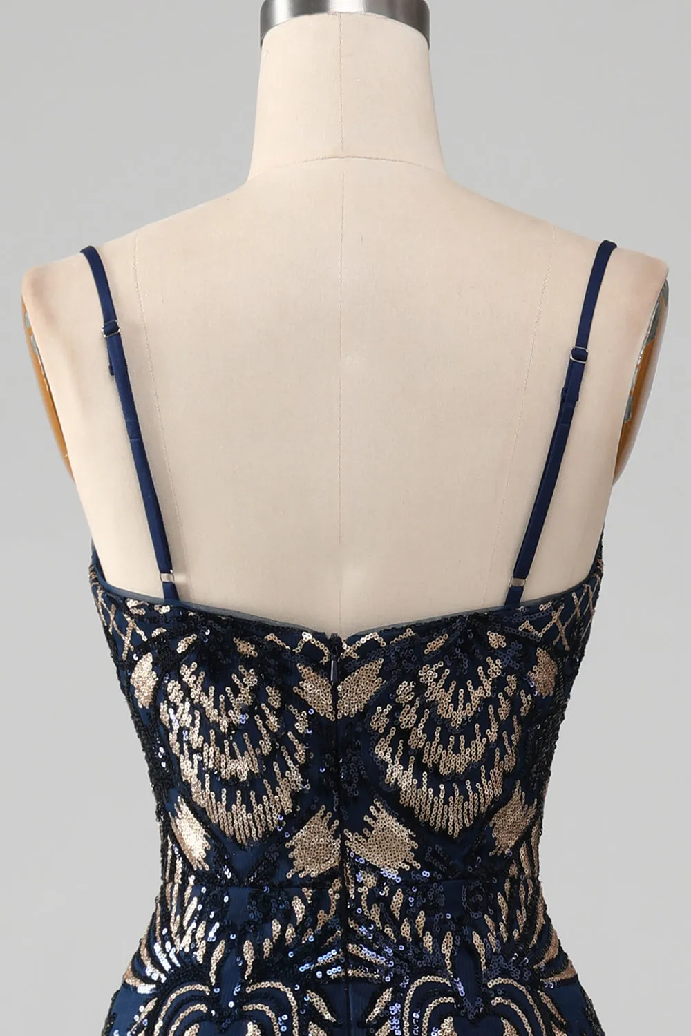 Sparkly Navy Spaghetti Straps Mermaid Prom Dress sold by Zapaka product image thumbnail 5