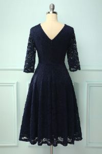 Navy 3/4 Sleeves Formal Dress sold by Zapaka
