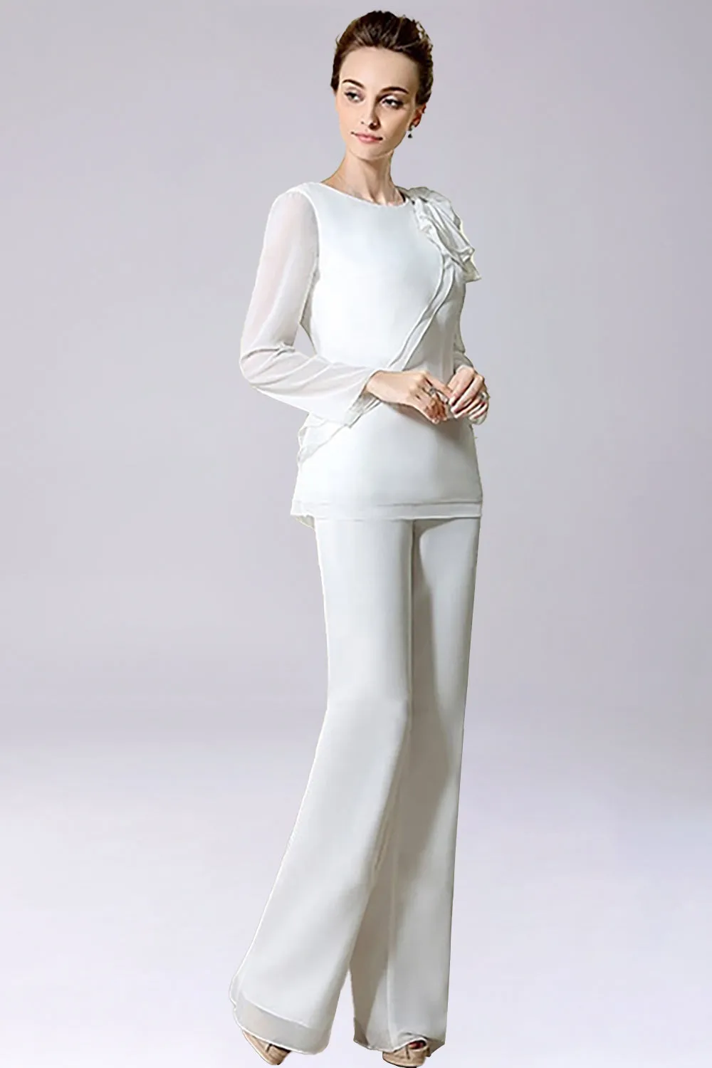 Jumpsuit/Pantsuit Separates Floor-Length Chiffon Mother of the Bride Dress With Bow sold by Zapaka product image thumbnail 4