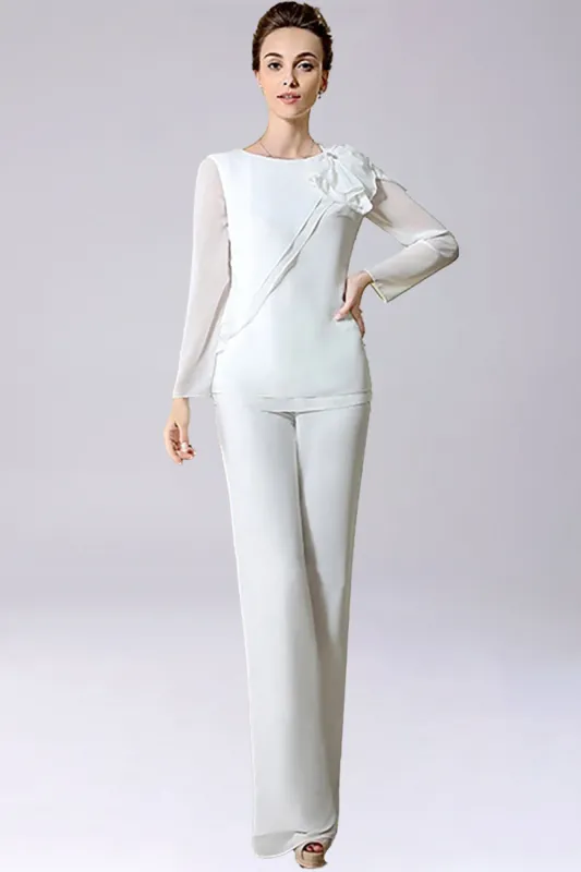 Jumpsuit/Pantsuit Separates Floor-Length Chiffon Mother of the Bride Dress With Bow sold by Zapaka