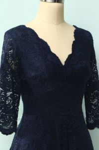Navy 3/4 Sleeves Formal Dress sold by Zapaka