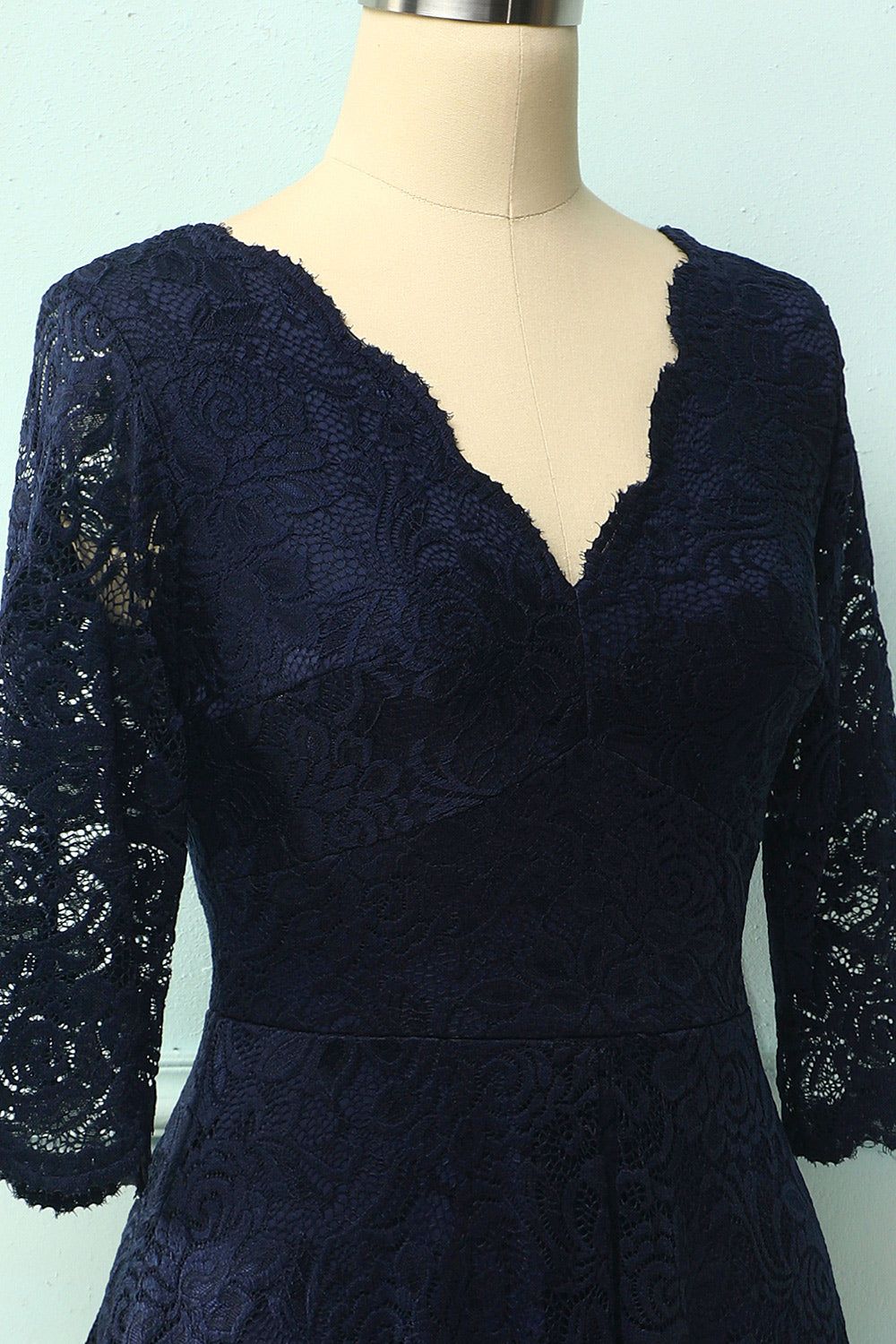 Navy 3/4 Sleeves Formal Dress sold by Zapaka product image thumbnail 3