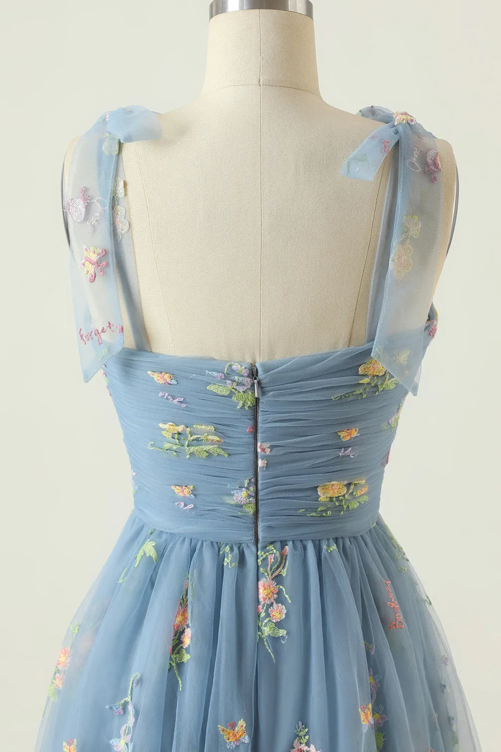 Grey Blue Long Prom Dress With Embroidery sold by Zapaka product image thumbnail 5