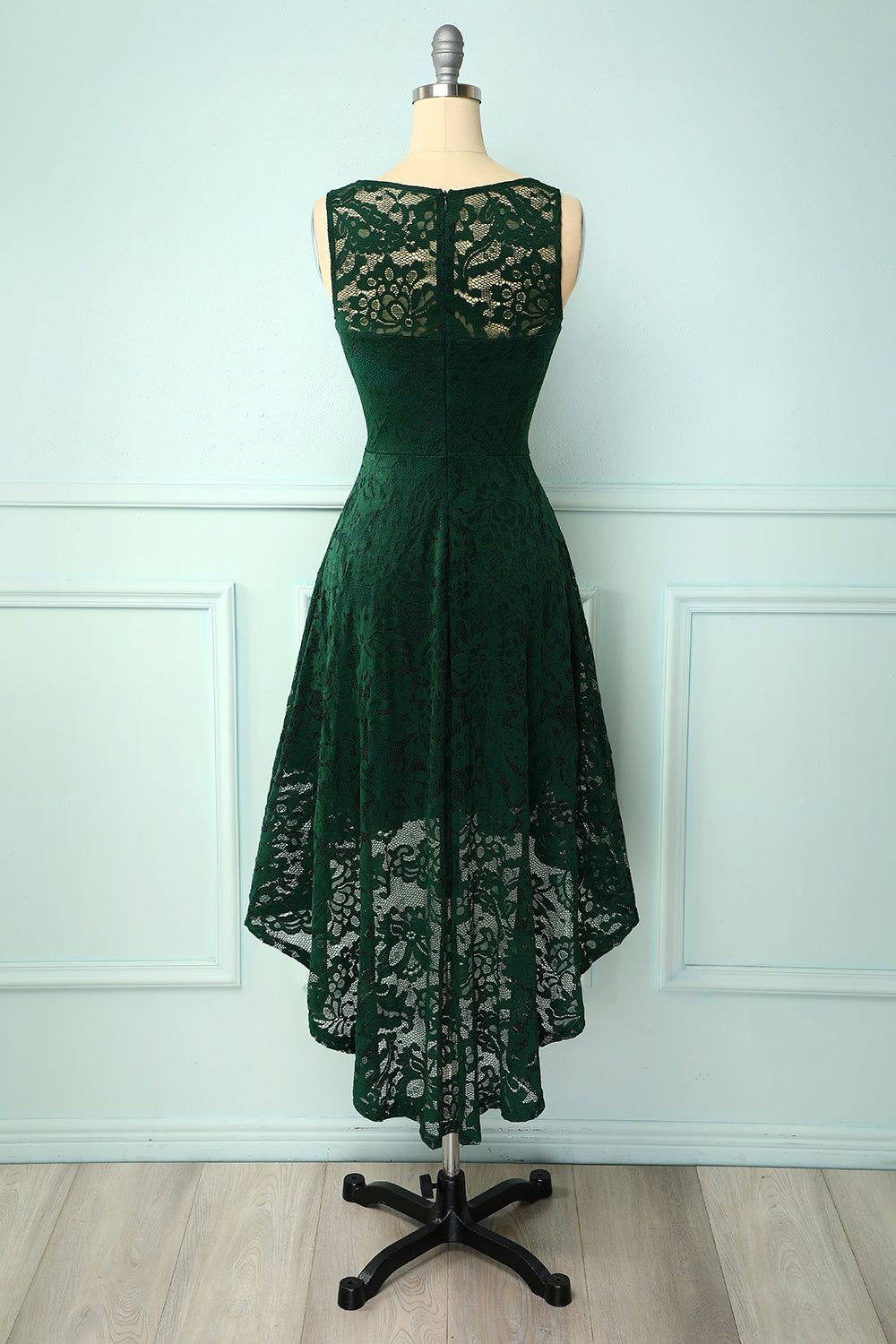Dark Green High Low Lace Party Dress sold by Zapaka product image thumbnail 2