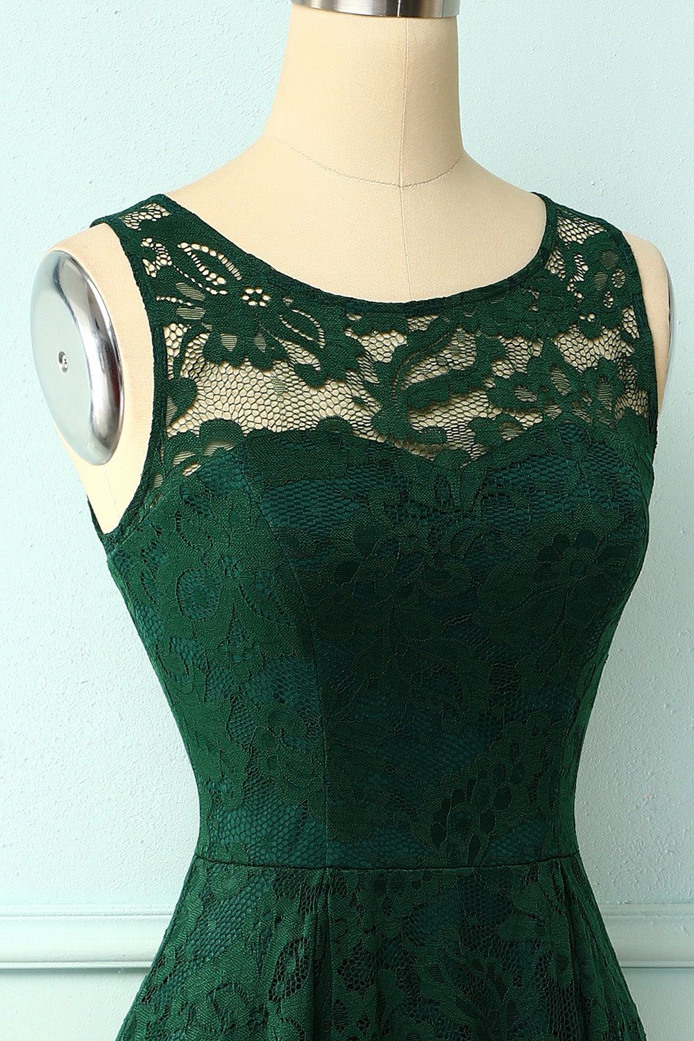 Dark Green High Low Lace Party Dress sold by Zapaka product image thumbnail 5