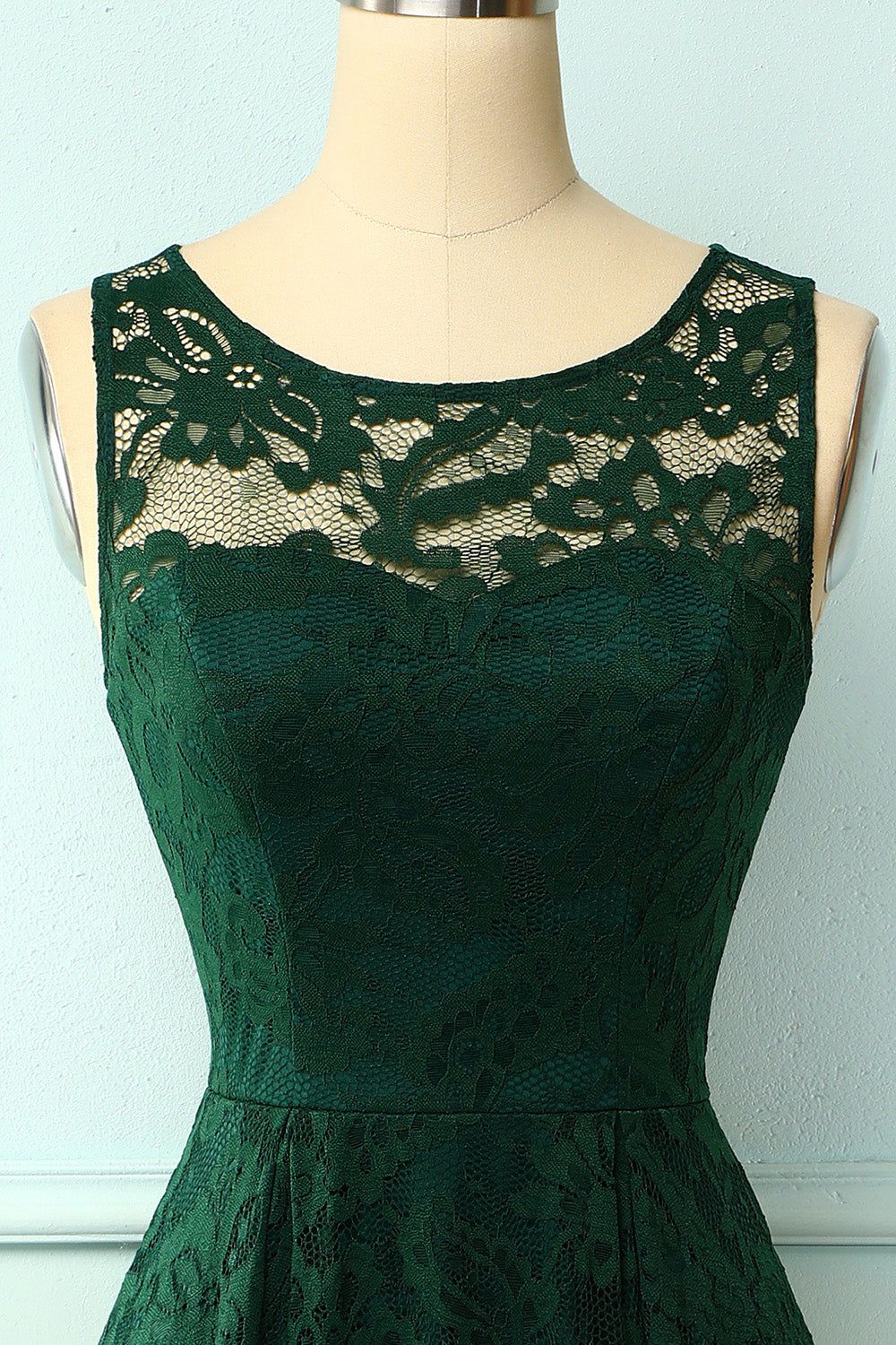 Dark Green High Low Lace Party Dress sold by Zapaka product image thumbnail 4