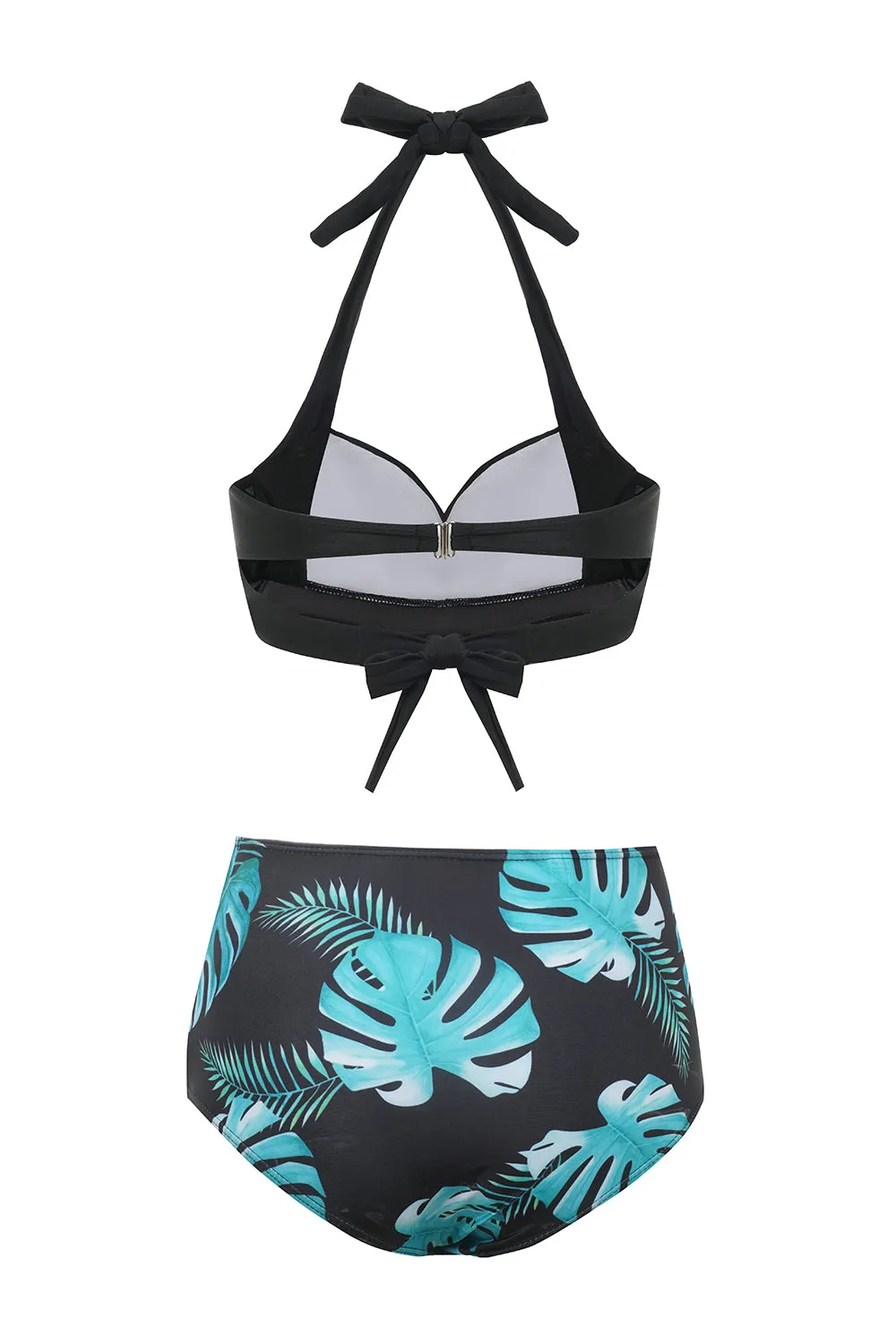 Black Green Leaves Two Pieces Bikini sold by Zapaka product image thumbnail 2