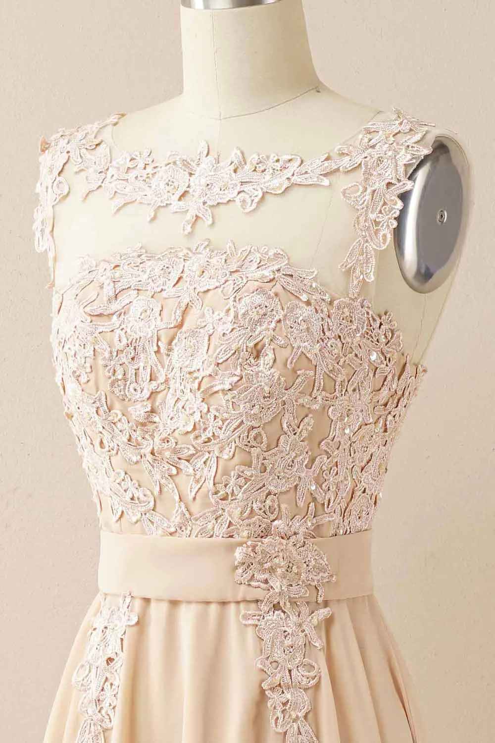 Chiffon Beaded Bateau Prom Dress sold by Zapaka product image thumbnail 5