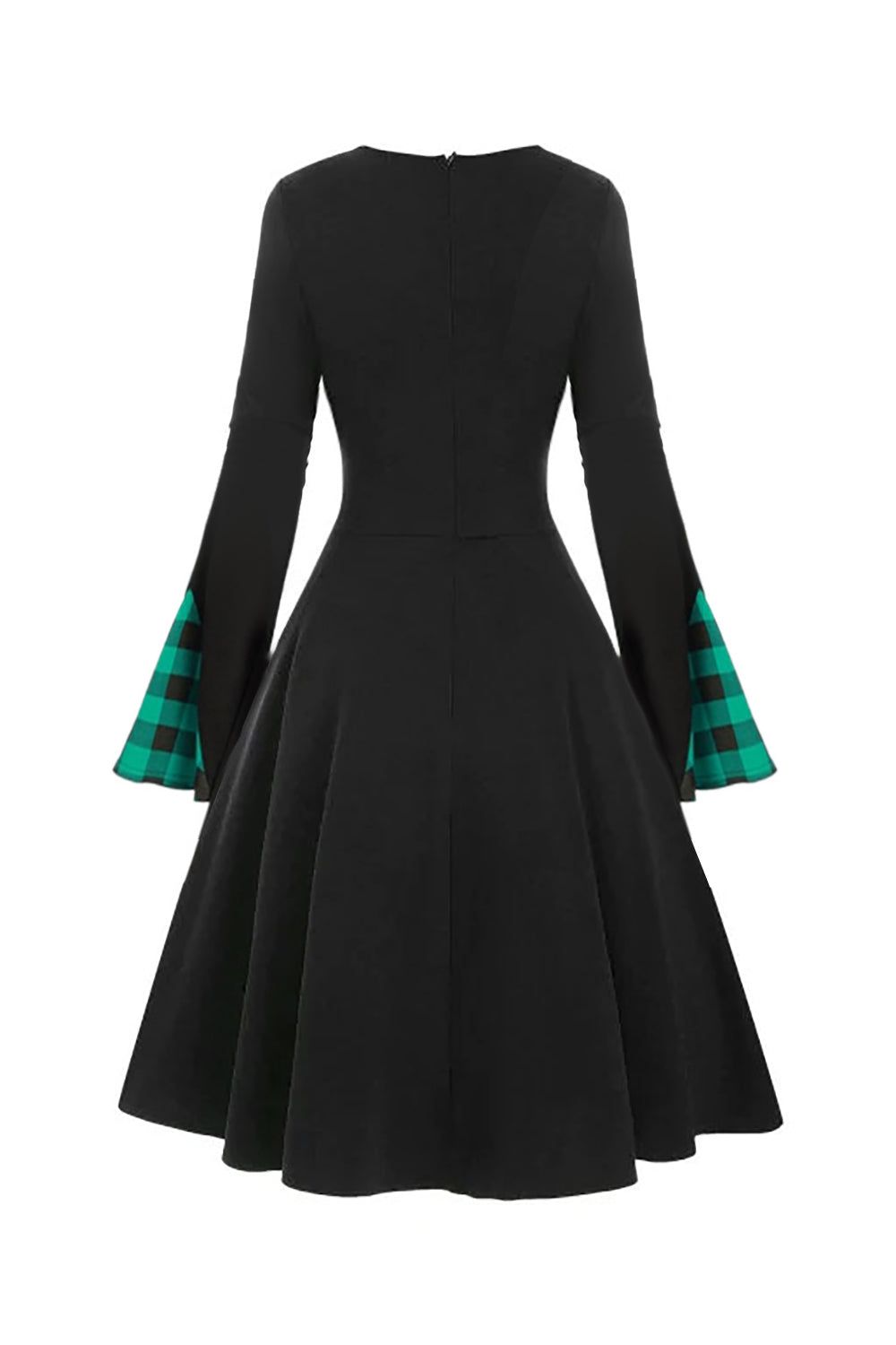 Tie Ruffle Sleeve Halloween Plaid Retro Dress sold by Zapaka product image thumbnail 2