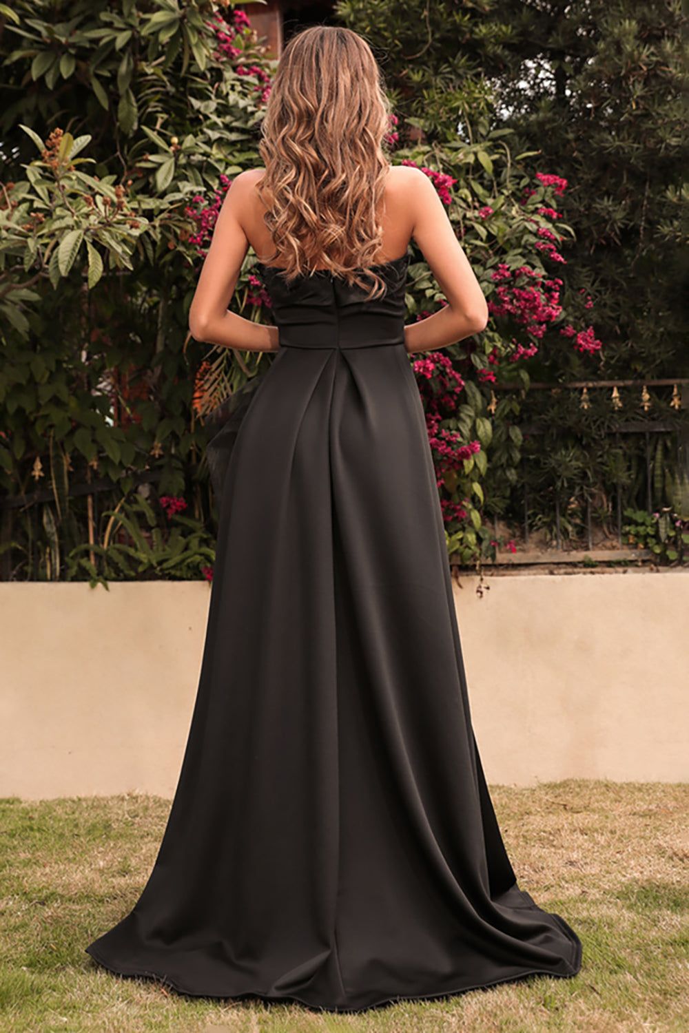 Black Strapless Tulle Long Prom Dress sold by Zapaka product image thumbnail 2