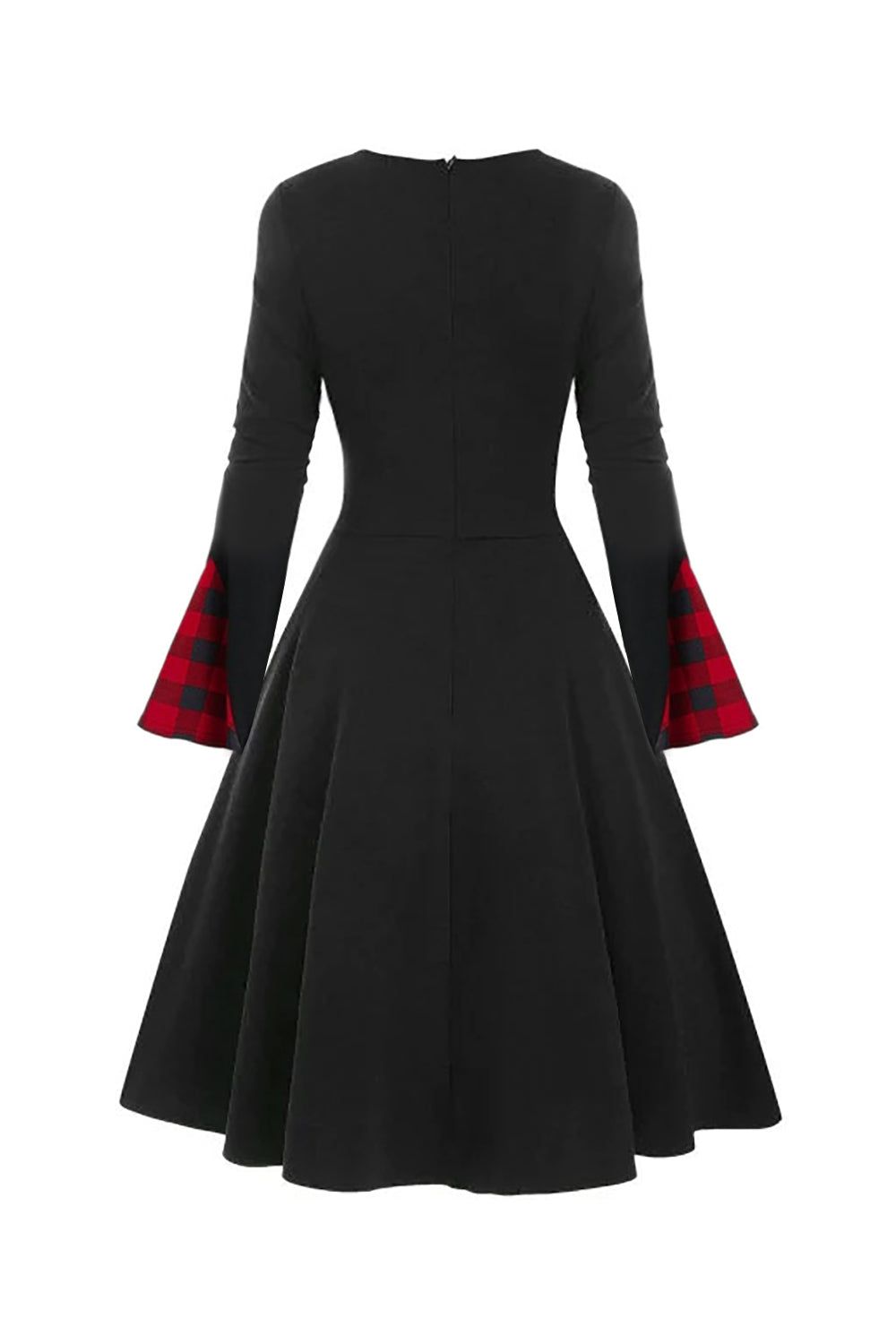 Tie Ruffle Sleeve Halloween Plaid Retro Dress sold by Zapaka product image thumbnail 4