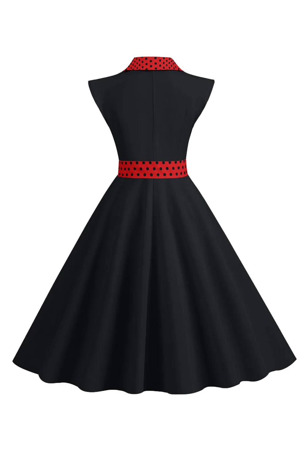 Black Polka Dots Swing 1950s Dress With Bow sold by Zapaka product image thumbnail 2
