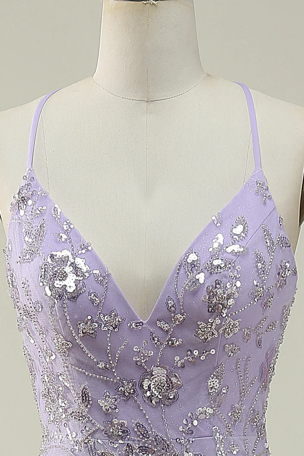 Mermaid Spaghetti Straps Purple Long Prom Dress with Beading sold by Zapaka product image thumbnail 4