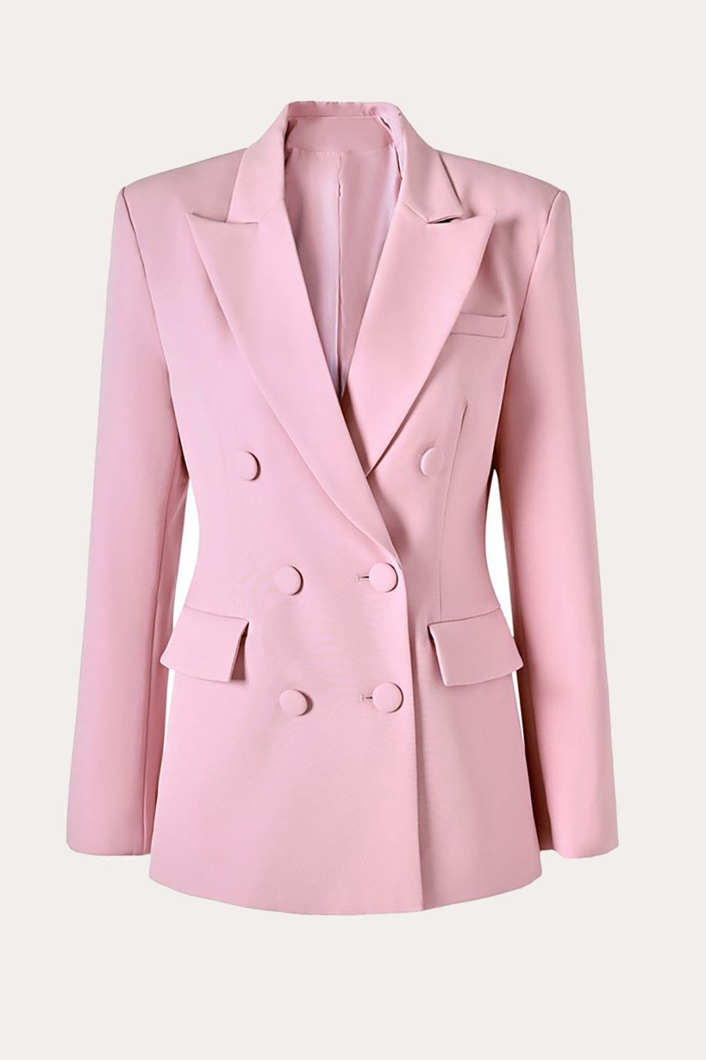 Pink Double Breated Peak Lapel Women Business Prom Blazer sold by Zapaka