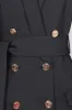 Black Shawl Lapel Double Breasted Long Women Blazer with Belt sold by Zapaka