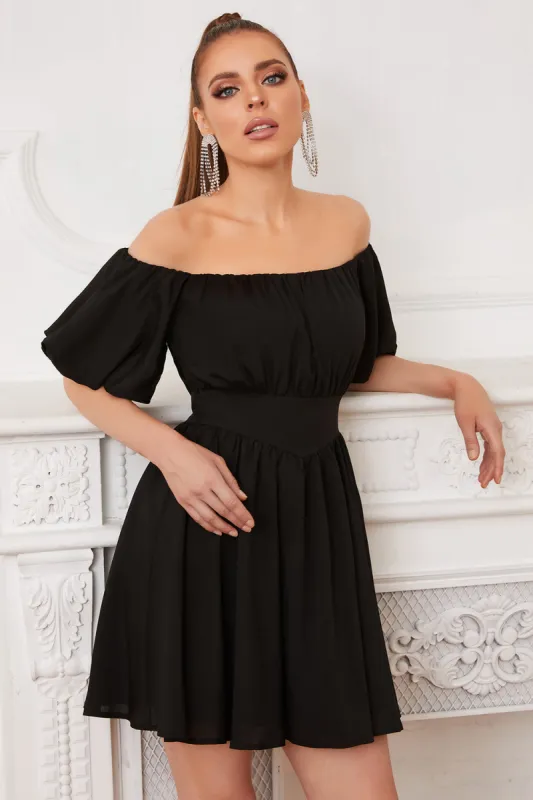 Black Off the Shoulder Cocktail Dress sold by Zapaka