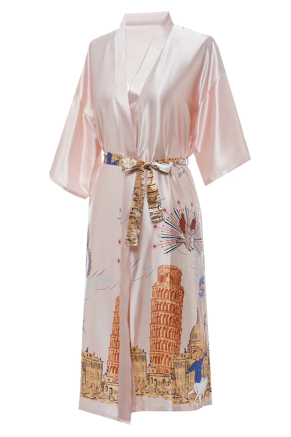 Blush Printed Bridal Satin Robe sold by Zapaka product image thumbnail 5