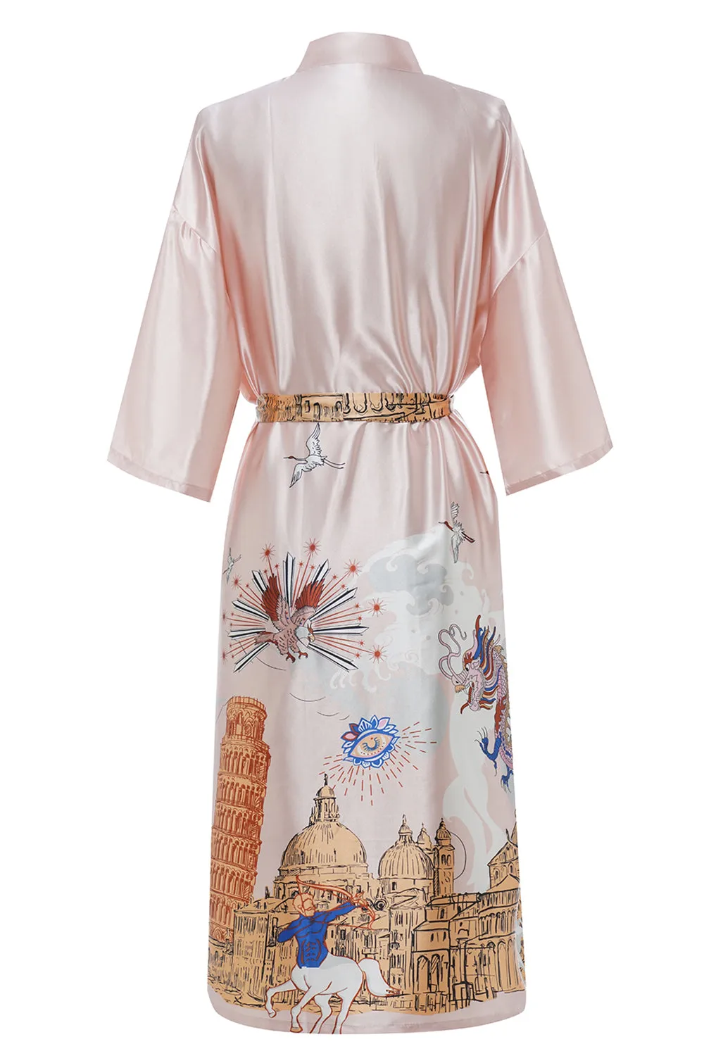 Blush Printed Bridal Satin Robe sold by Zapaka product image thumbnail 2