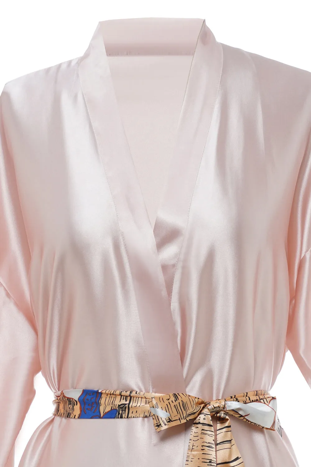 Blush Printed Bridal Satin Robe sold by Zapaka product image thumbnail 3