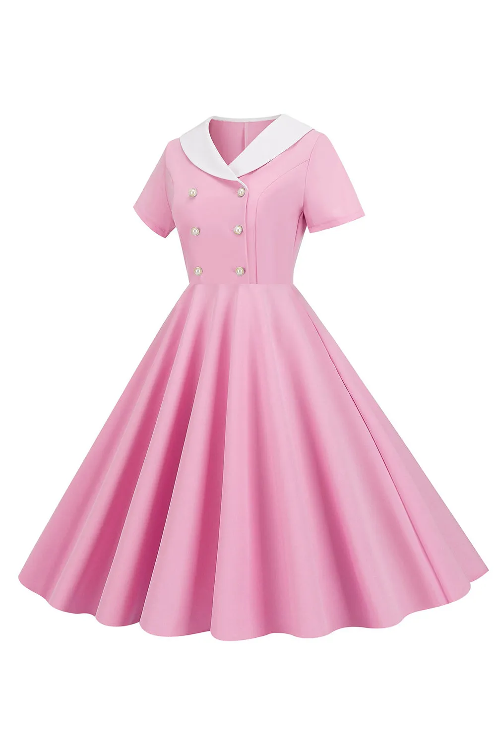 A Line Pink Short Sleeveless 1950s Dress sold by Zapaka product image thumbnail 3