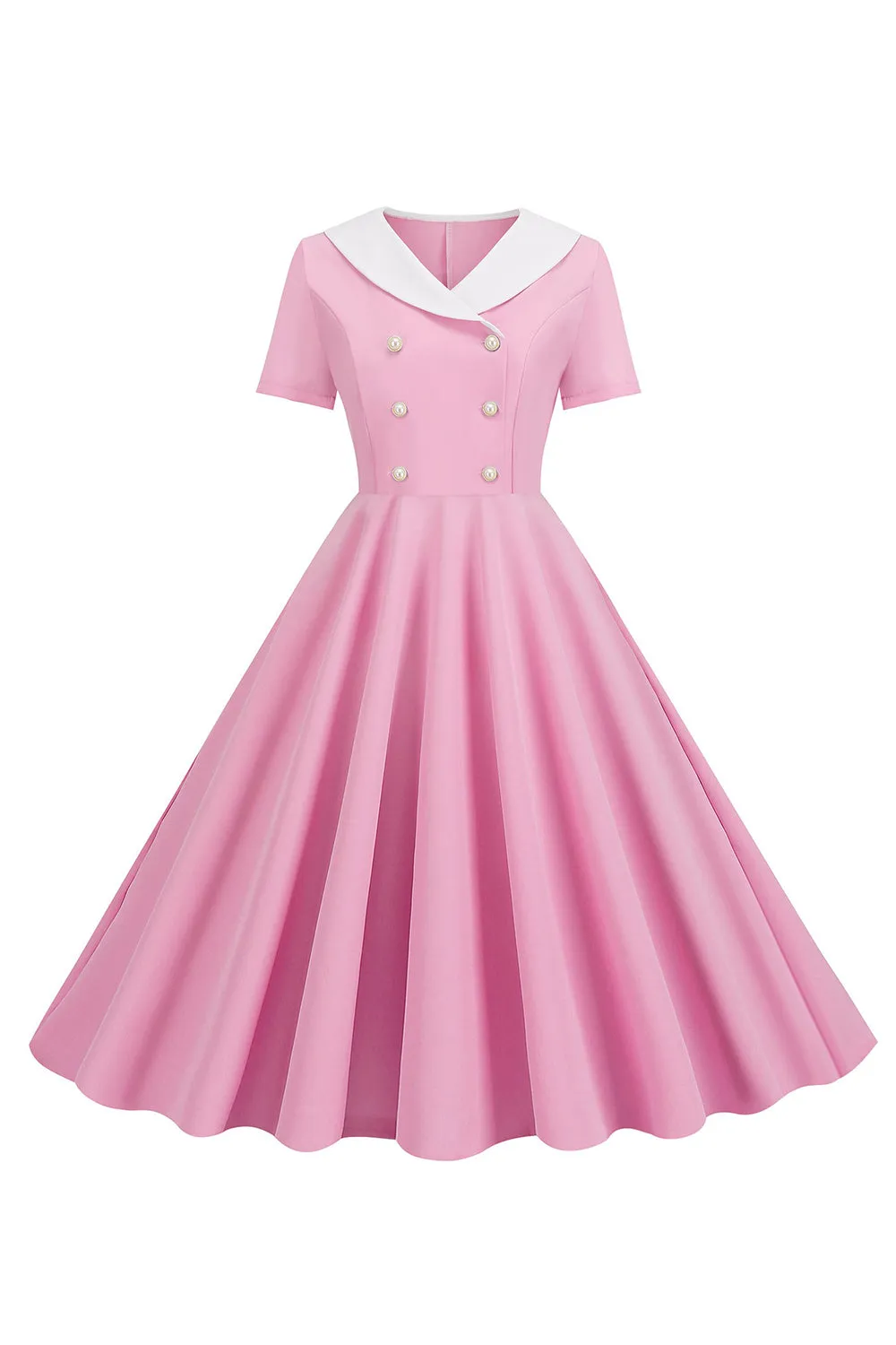 A Line Pink Short Sleeveless 1950s Dress sold by Zapaka