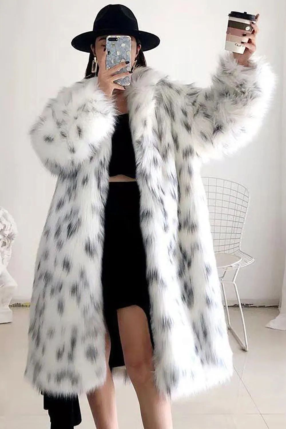 White Oversized Long Faux Fur Shearling Coat sold by Zapaka product image thumbnail 2