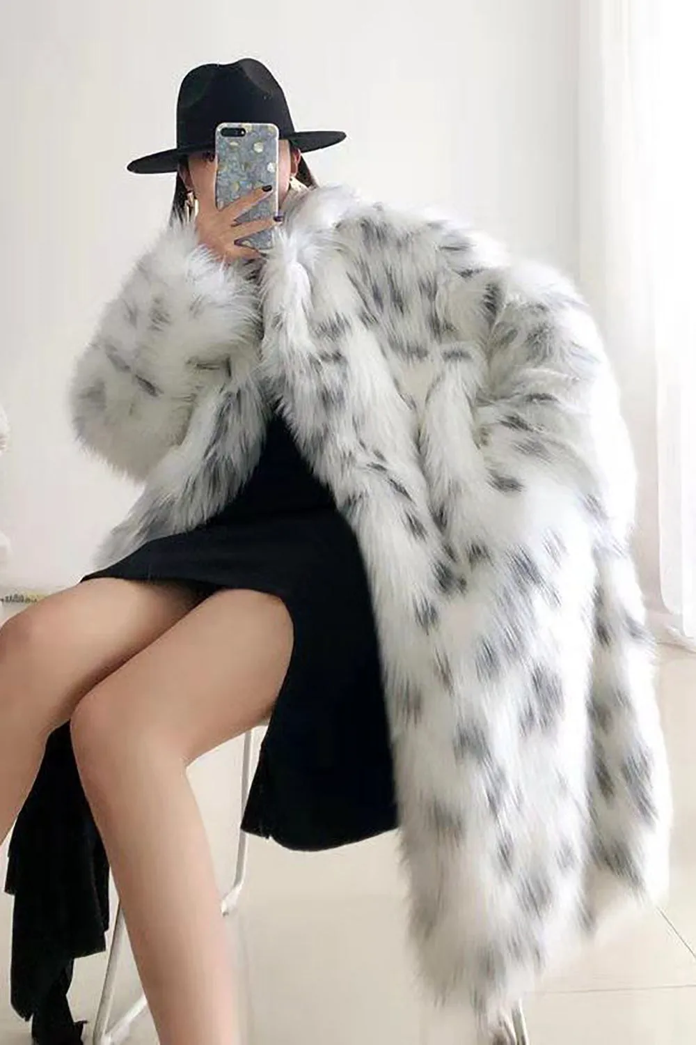 White Oversized Long Faux Fur Shearling Coat sold by Zapaka product image thumbnail 3