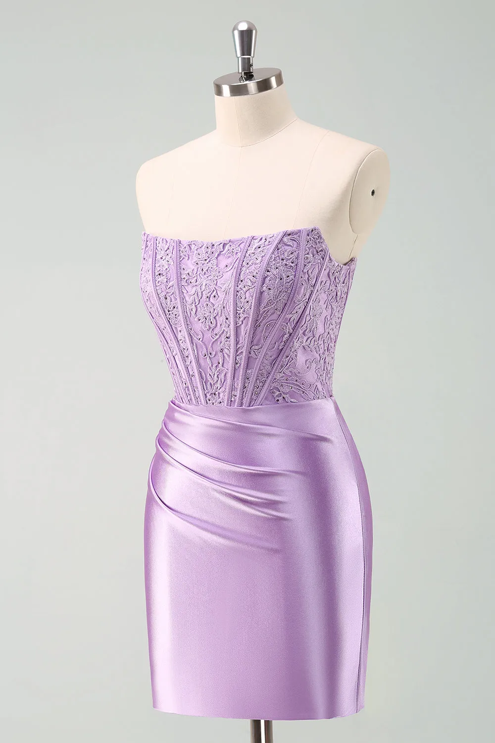 Sparkly Purple Strapless Bodycon Short Homecoming Dress sold by Zapaka product image thumbnail 3
