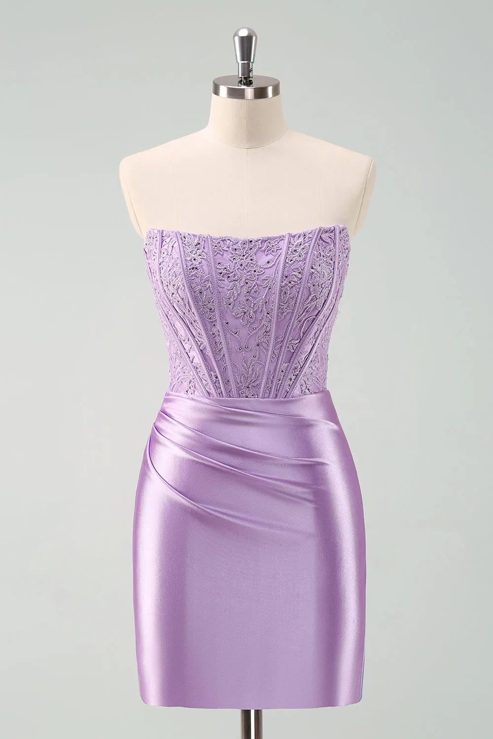Sparkly Purple Strapless Bodycon Short Homecoming Dress sold by Zapaka