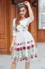 White V Neck Vintage Dress with Rose Embroidery sold by Zapaka