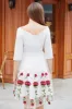 White V Neck Vintage Dress with Rose Embroidery sold by Zapaka