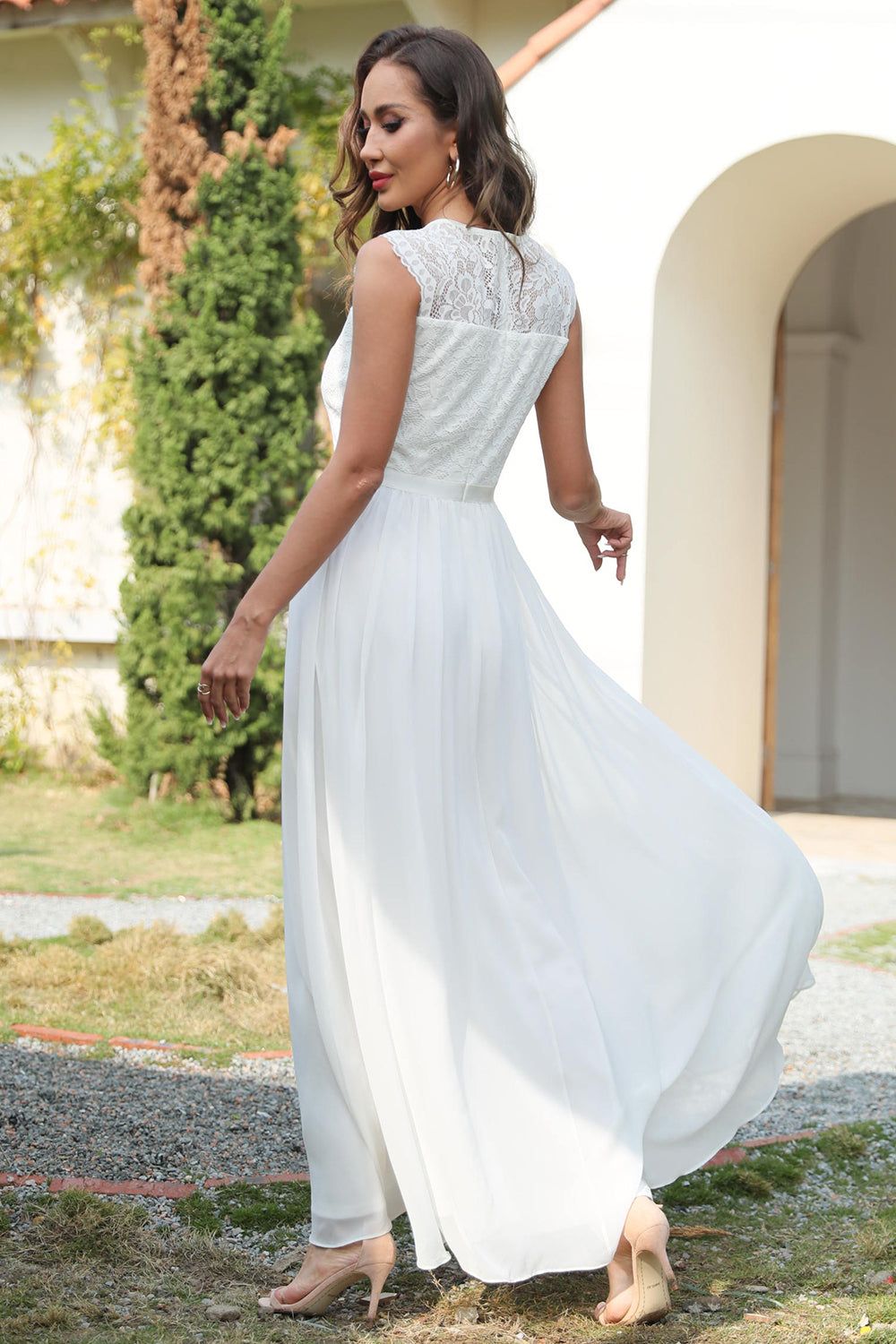 White Long Lace Dress sold by Zapaka product image thumbnail 2