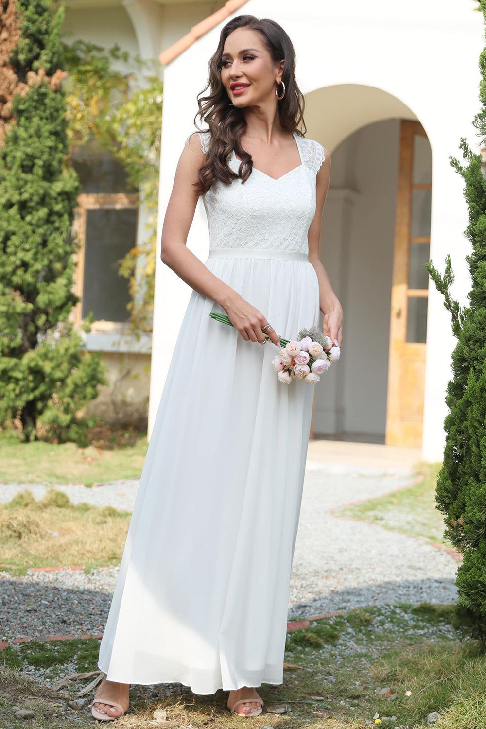 White Long Lace Dress sold by Zapaka product image thumbnail 4