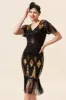 Black and Golden Sequins Fringes 1920s Gatsby Dress with 20s Accessories Set sold by Zapaka