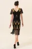 Black and Golden Sequins Fringes 1920s Gatsby Dress with 20s Accessories Set sold by Zapaka