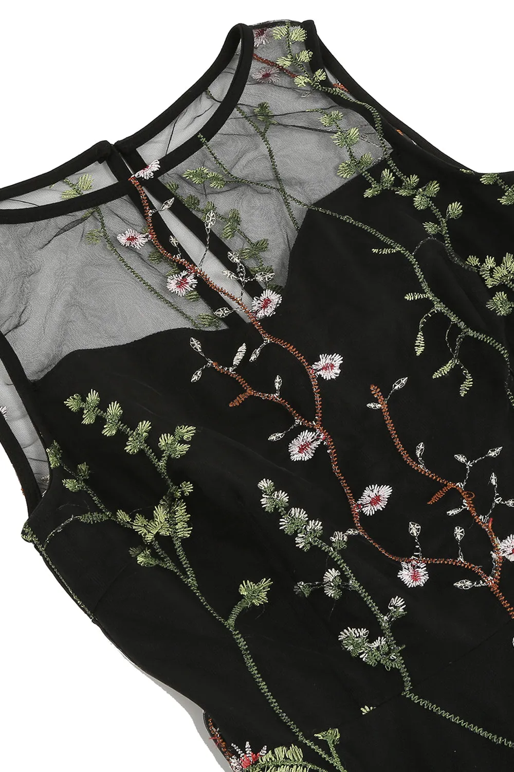 A Line Jewel Black Vintage Dress with Embroidery sold by Zapaka product image thumbnail 4