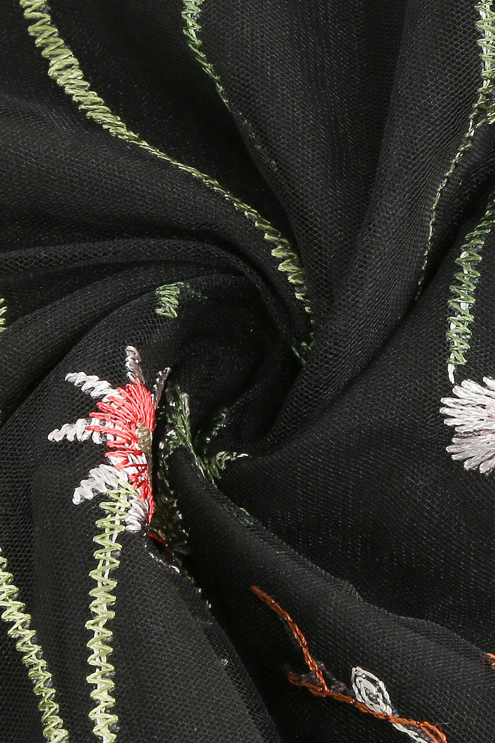 A Line Jewel Black Vintage Dress with Embroidery sold by Zapaka product image thumbnail 5