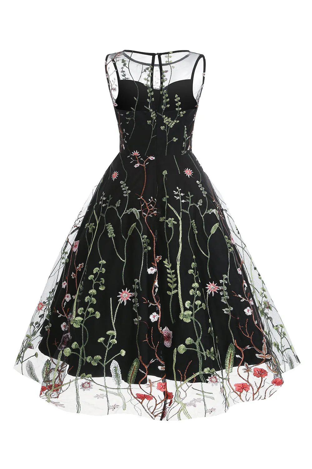A Line Jewel Black Vintage Dress with Embroidery sold by Zapaka product image thumbnail 2