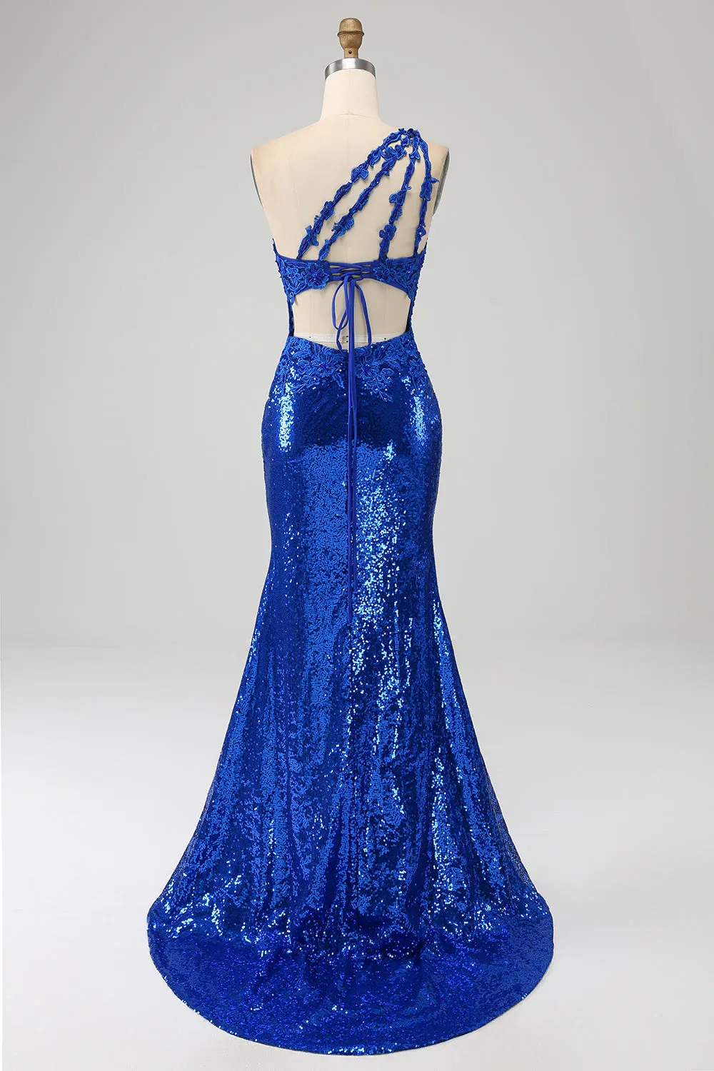 One Shoulder Royal Blue Mermaid Prom Dress with Slit sold by Zapaka product image thumbnail 2